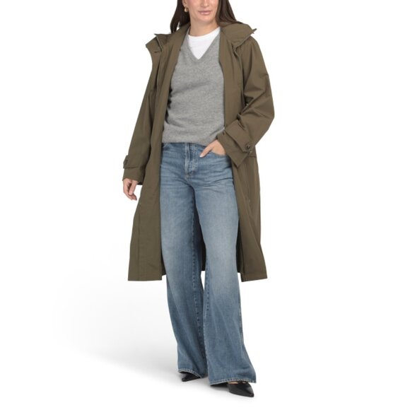 BERNARDO Olive Cotton Blend Trench Coat - Picture 1 of 2